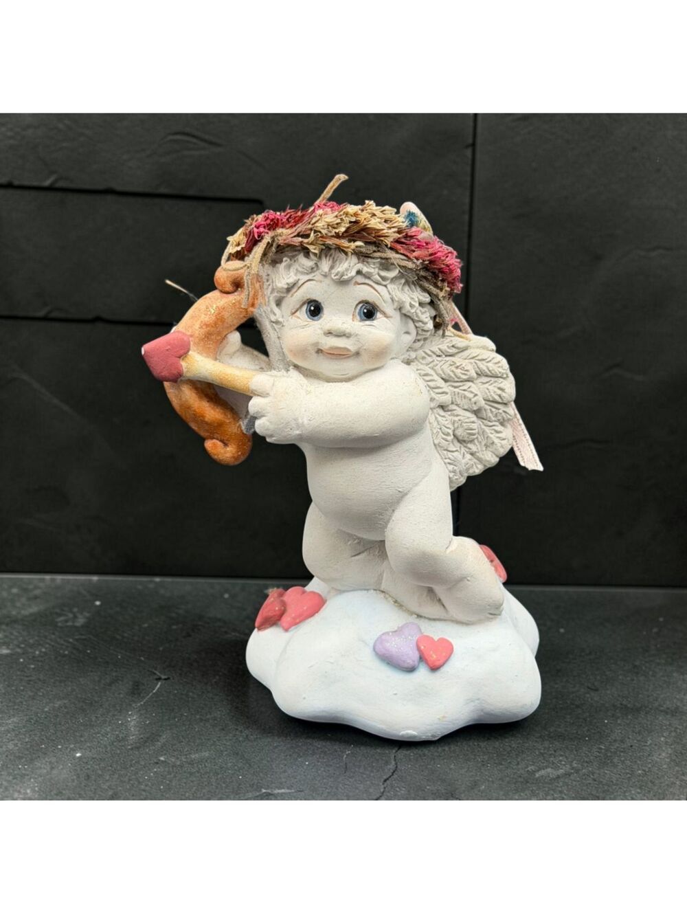 Vtg. CHIPPED Dreamsicles February Calendar Cupid Angel Bow Hearts Figurine 10537